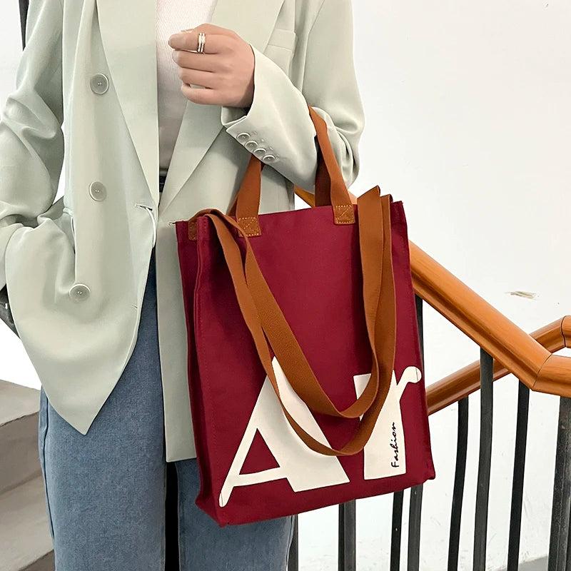 Casual Canvas Large Capacity Handbag For Women Shoulder Bag