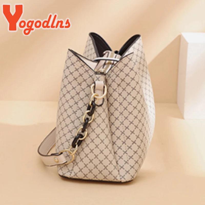 Bucket Bag Women PU Leather Shoulder Bag Crossbody Flap Satchel Bag