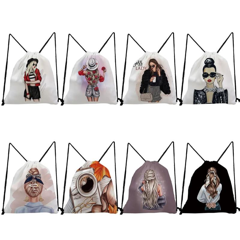 Casual Women Graphic Print Drawstring Backpack