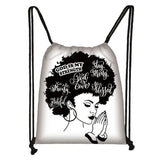 Brown African Girls Drawstring Bag Women Travel Backpack