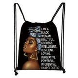 Brown African Girls Drawstring Bag Women Travel Backpack