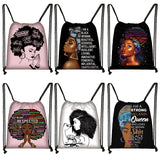 Brown African Girls Drawstring Bag Women Travel Backpack