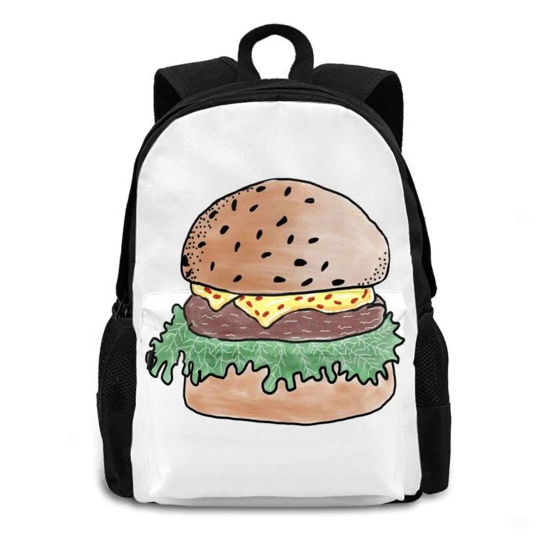Burger Illustration Large Capacity Backpack Laptop Travel Bags