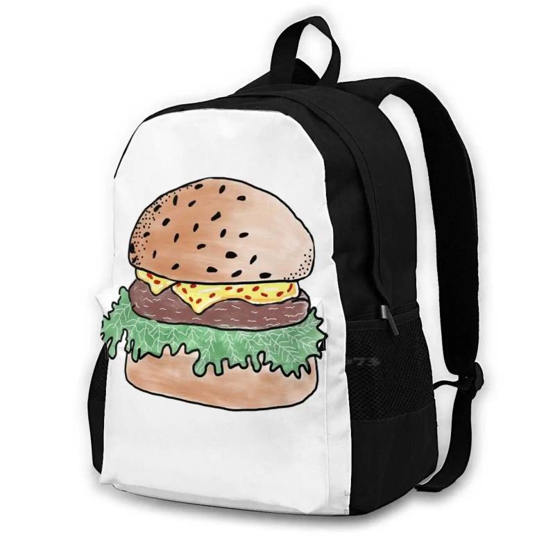 Burger Illustration Large Capacity Backpack Laptop Travel Bags
