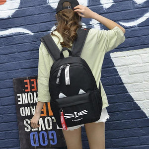 Cartoon Cat Ears Backpack Girl Schoolbag for Teenage Women Back Pack Nylon