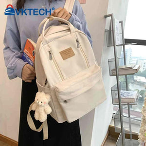 Casual Bear Pendant Backpack for Girls - Large Capacity Daypack