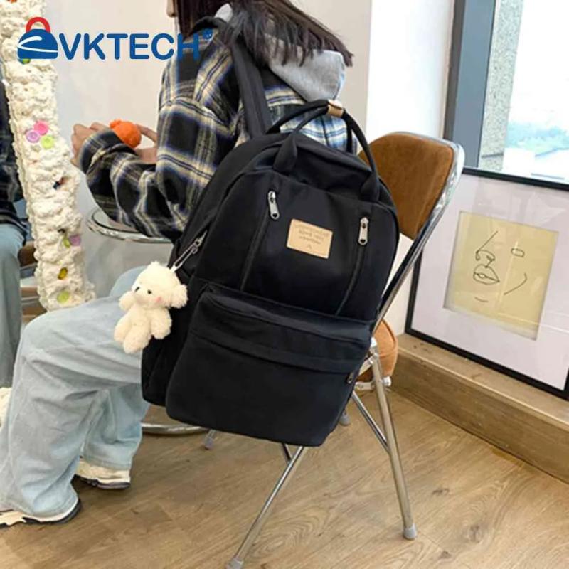 Casual Bear Pendant Backpack for Girls - Large Capacity Daypack