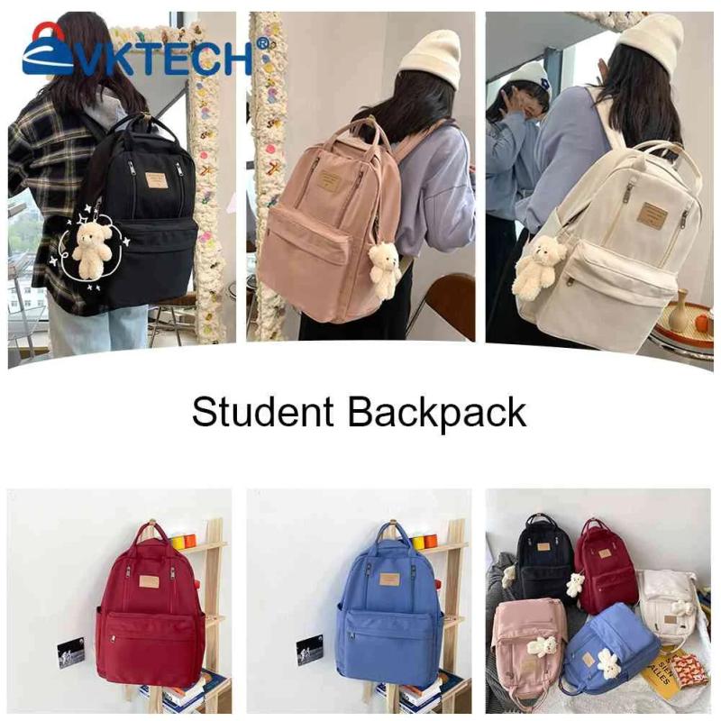 Casual Bear Pendant Backpack for Girls - Large Capacity Daypack