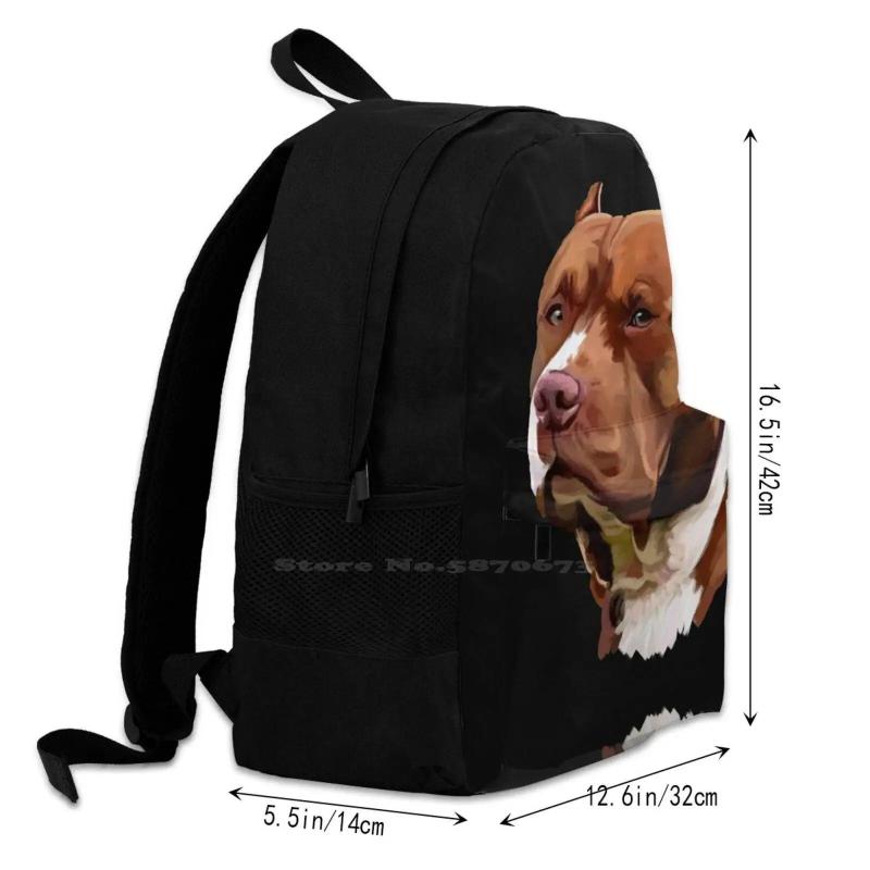 Brown Pitbull Travel Laptop School Backpack Bag Pitbull Dog Animal