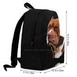 Brown Pitbull Travel Laptop School Backpack Bag Pitbull Dog Animal
