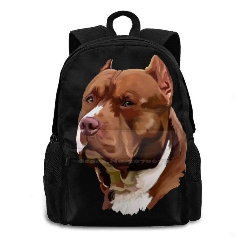 Brown Pitbull Travel Laptop School Backpack Bag Pitbull Dog Animal