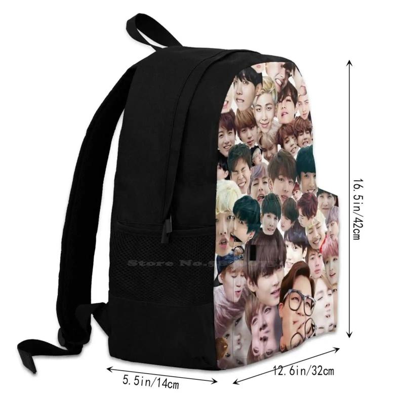 BTS Faces Collage Pink Laptop Backpack
