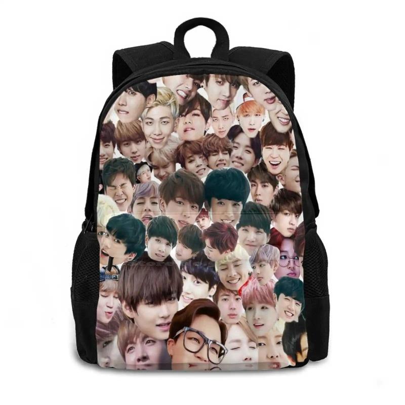 BTS Faces Collage Pink Laptop Backpack