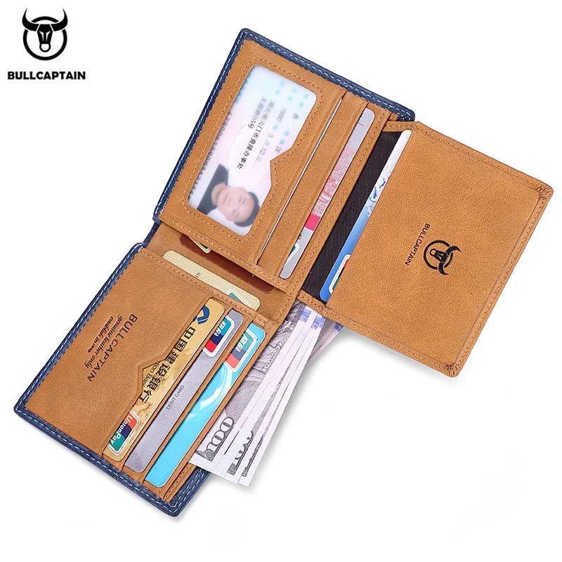 BULLCAPTAIN2022 Men's Leather Wallet RFID Business Clip Wallet QB032