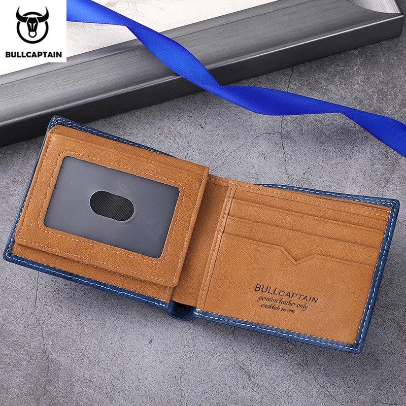 BULLCAPTAIN2022 Men's Leather Wallet RFID Business Clip Wallet QB032