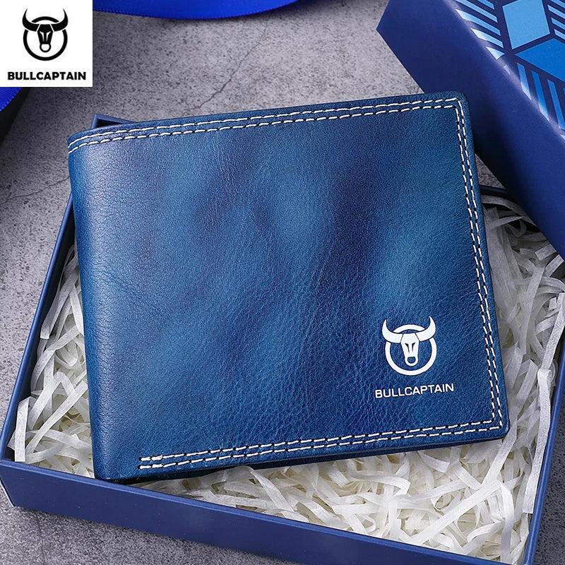 BULLCAPTAIN2022 Men's Leather Wallet RFID Business Clip Wallet QB032