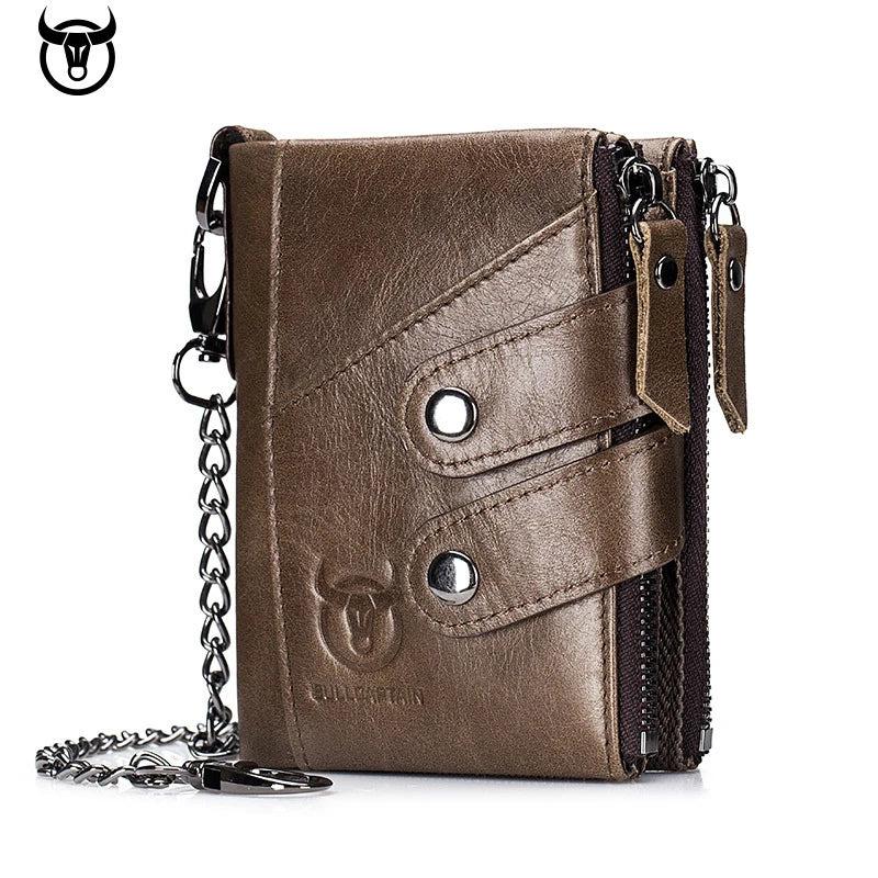Bullcaptain Leather Bifold Short Wallet Anti-Theft Protection