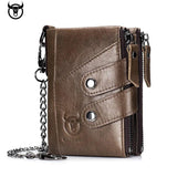 Bullcaptain Leather Bifold Short Wallet Anti-Theft Protection