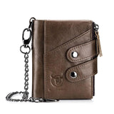 Bullcaptain Leather Bifold Short Wallet Anti-Theft Protection