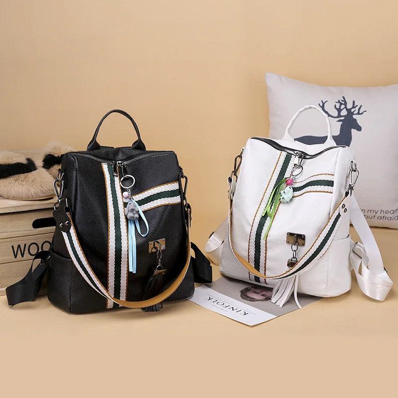 Casual Women PU Leather Backpack Female Shoulder Bag Travel Back Pack