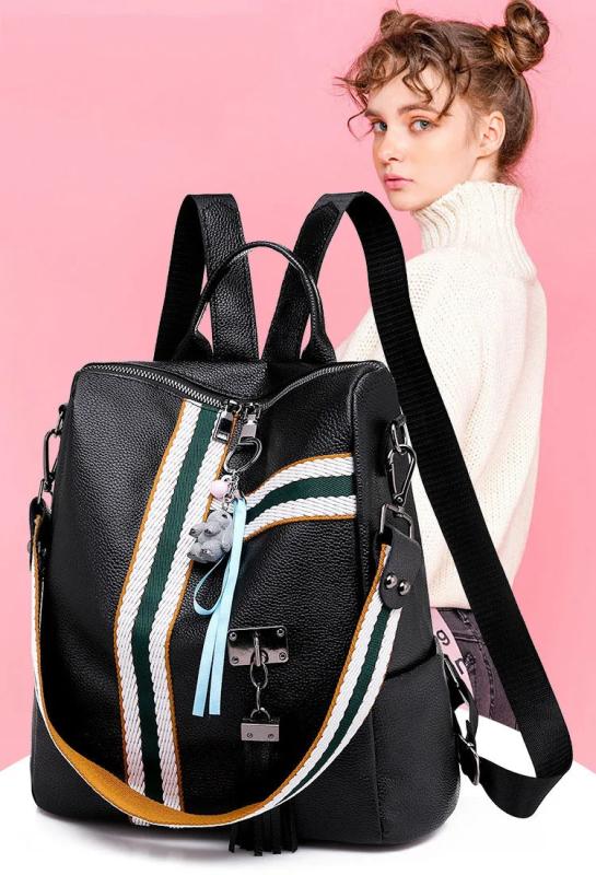 Casual Women PU Leather Backpack Female Shoulder Bag Travel Back Pack