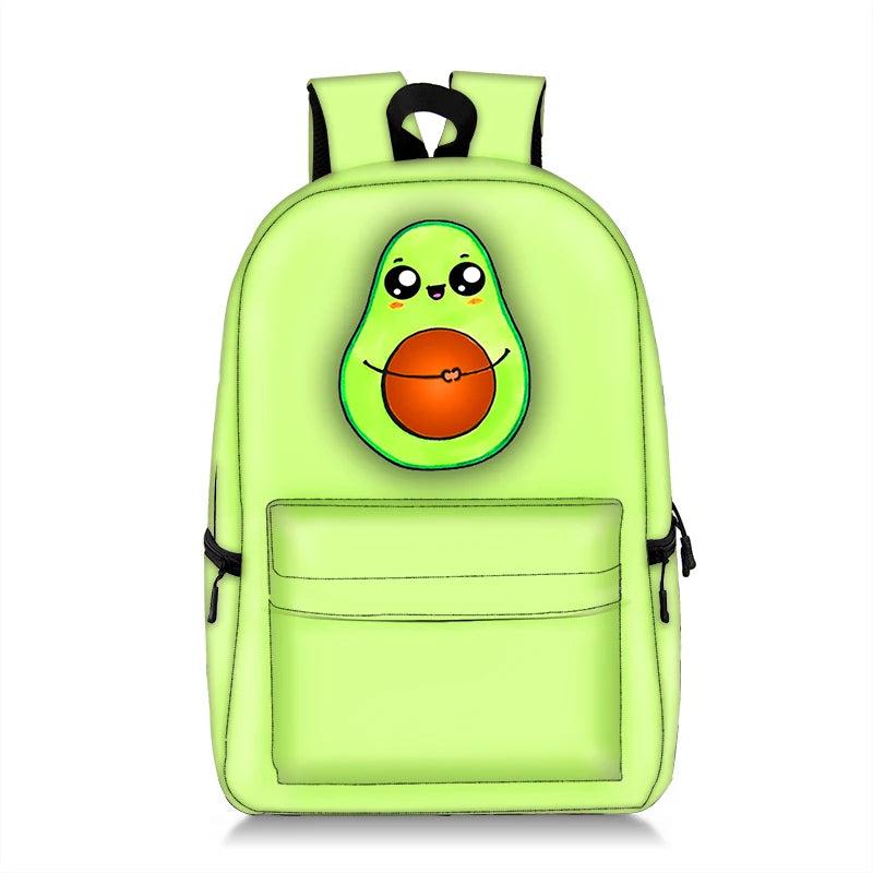 Cartoon Fruits Print Women Backpack Large Capacity Students Travel School Bag
