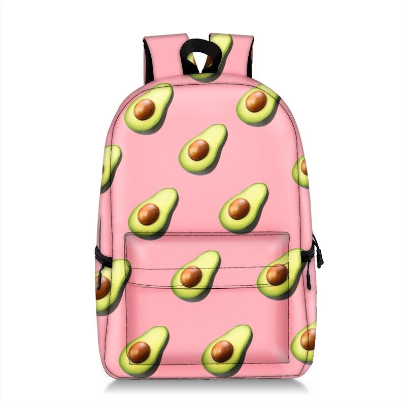 Cartoon Fruits Print Women Backpack Large Capacity Students Travel School Bag