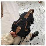 Brown Violin Shape Pu Leather Shoulder Bag for Teenage Girls