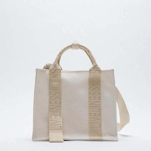 Casual Letters Canvas Women Handbags Large Tote Shoulder Crossbody Bags