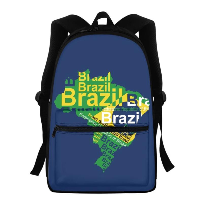 Brazilian Flag Backpack for Students with Stationery Storage
