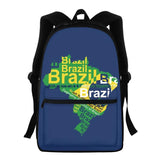 Brazilian Flag Backpack for Students with Stationery Storage
