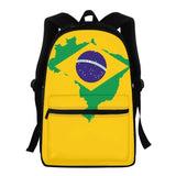 Brazilian Flag Backpack for Students with Stationery Storage