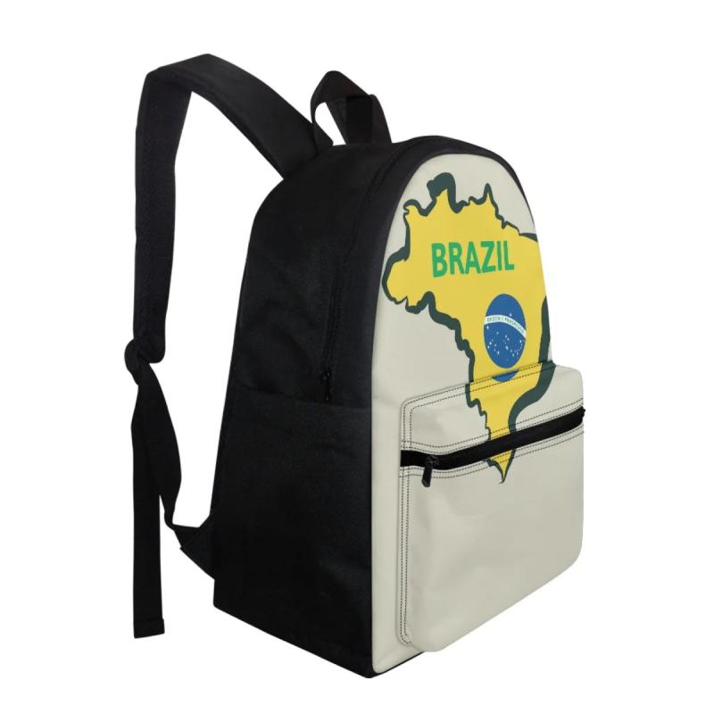 Brazilian Flag Backpack for Students with Stationery Storage