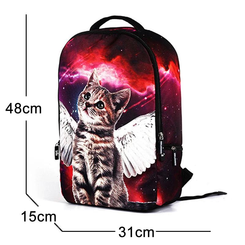 Cat Print School Backpack Teenage Travel Shoulder Bag Laptop Rucksack