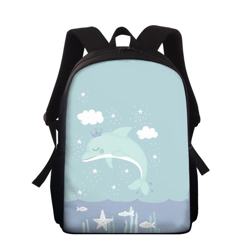 Cartoon Whale Animal Printing School Bag 15-inch Preschool Backpack