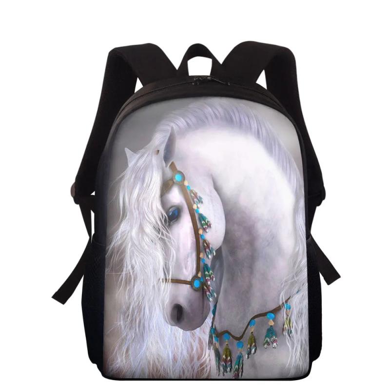 Children School Bags Boys Girls Horse Print Backpacks Schoolbag