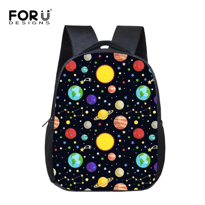 Cartoon Planets Print School Bags for Kids Boys Girls Galaxy Backpacks