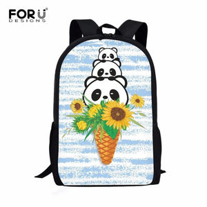 Cartoon Panda 16 Inch School Shoulder Bag Lightweight Backpack