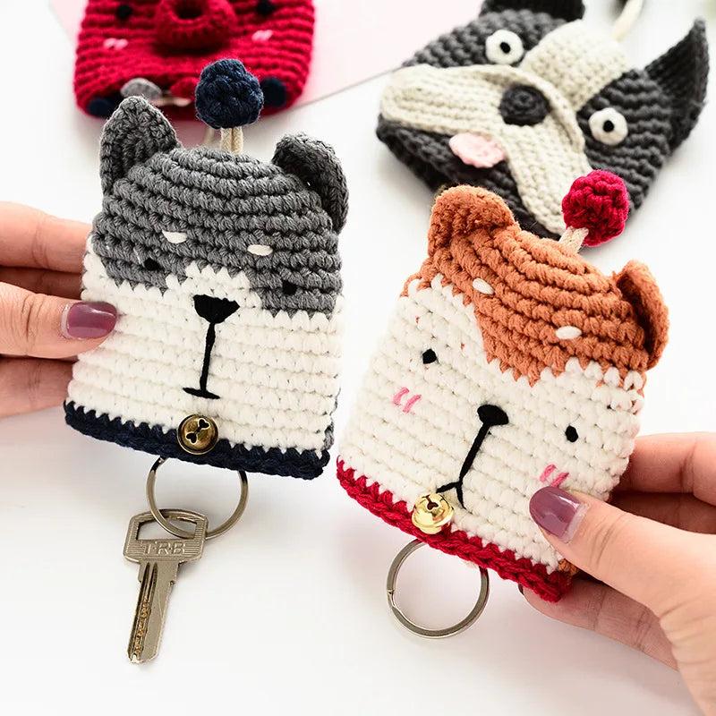 Cartoon Dog Key Case Hand-woven Student Key Chain