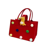 Cartoon Felt Hand Bag for Women Girls Tote Bag Portable Lunch Bag Shopping