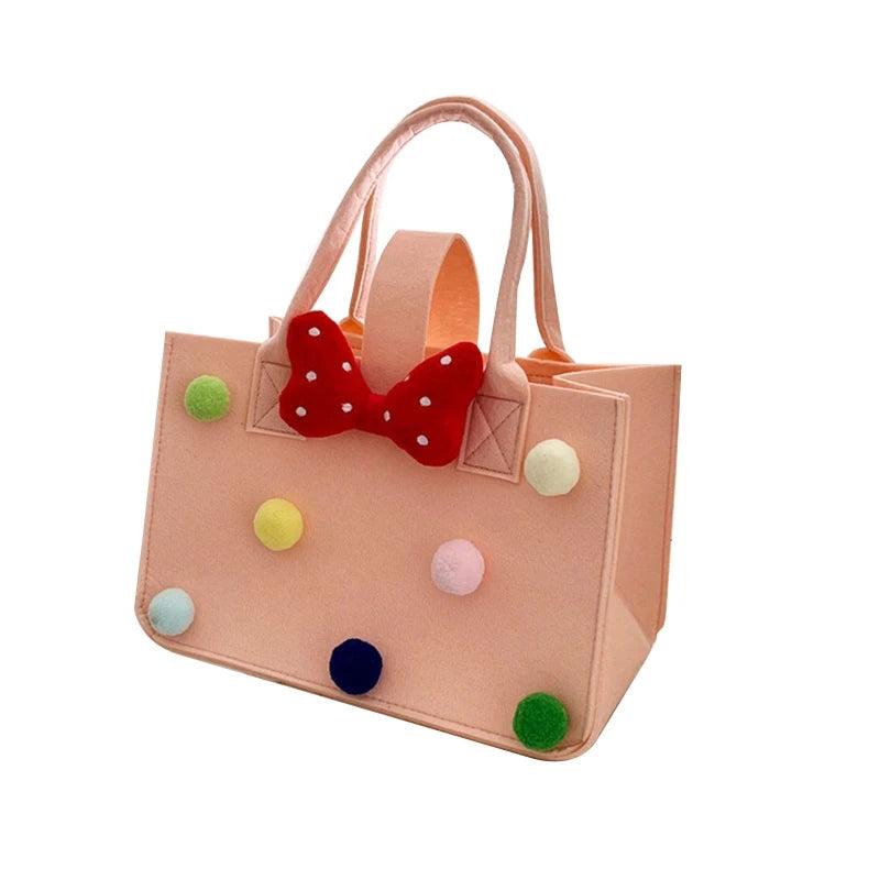 Cartoon Felt Hand Bag for Women Girls Tote Bag Portable Lunch Bag Shopping