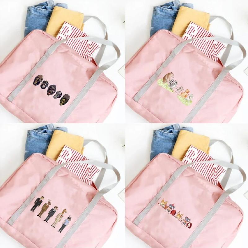 Cartoon Print Travel Bag Foldable Zip Luggage Storage