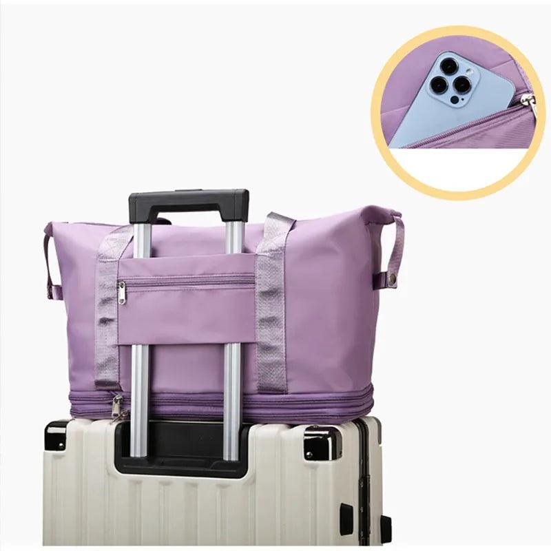 Casual Handbag Double Zipper Expansion Bag Large Female Bag