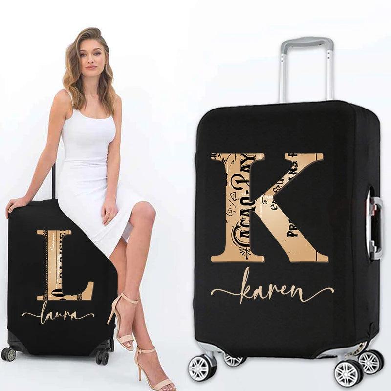 Brown Letter Luggage Cover Protective Dust-proof Elastic Fits 18-32 Travel