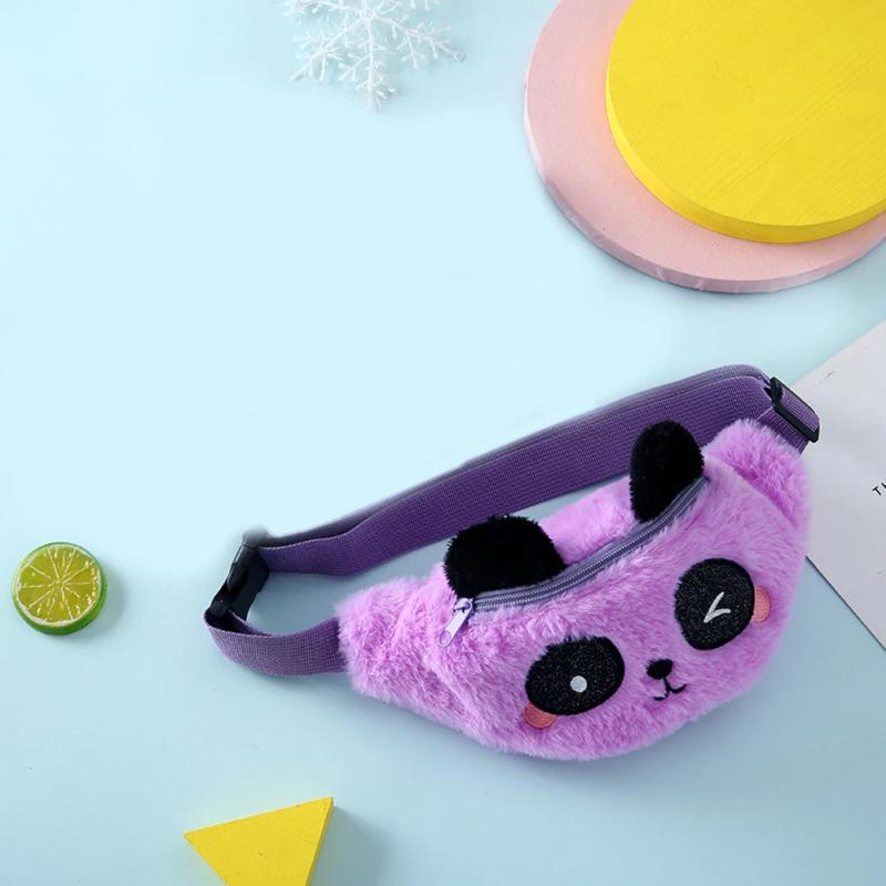 Cartoon Panda Pattern Kids Waist Bag Plush Fanny Pack