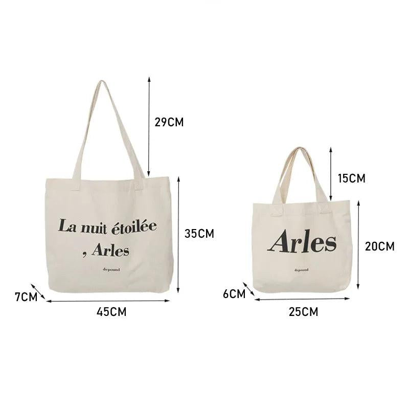 Casual Shoulder Bag Large Capacity Letter Printed Handbag Canvas Tote
