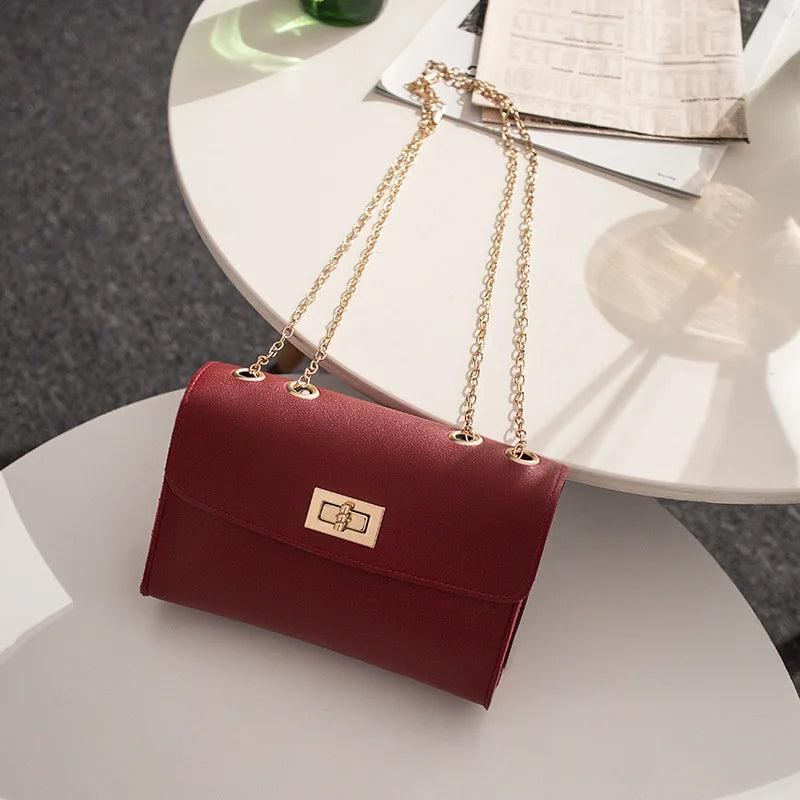 British Small Square Bag Women's Handbag PU Leather Shoulder Chain Mobile Phone