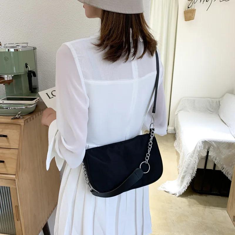 Casual Nylon Chain Crossbody Bag Women Vintage Shoulder Bag