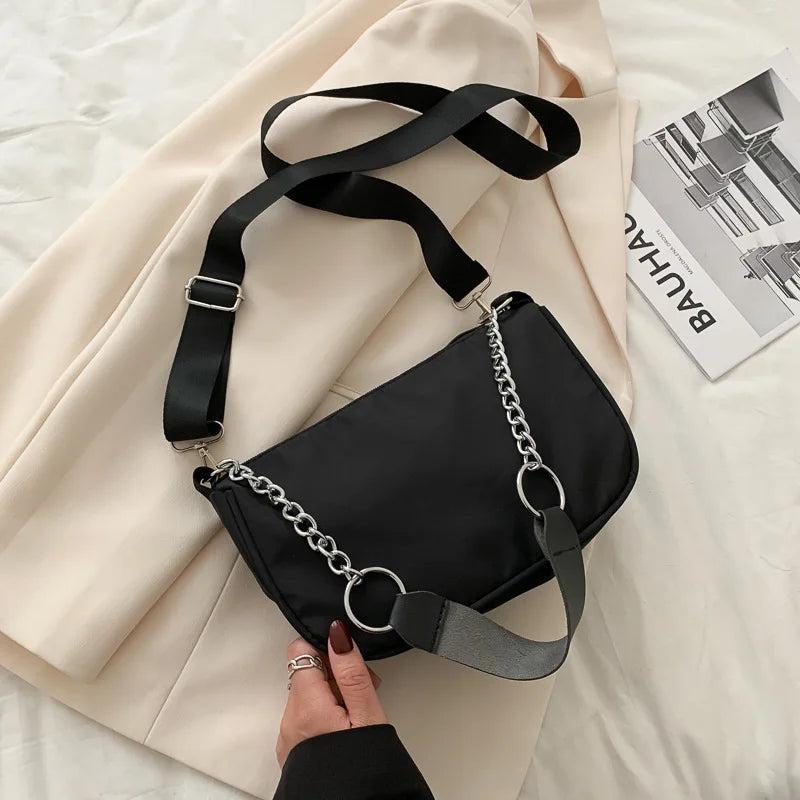 Casual Nylon Chain Crossbody Bag Women Vintage Shoulder Bag