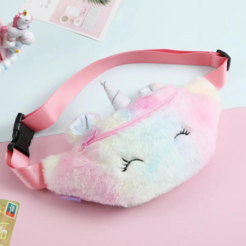 Cartoon Unicorn Plush Waist Bag Girls Shoulder Bag